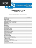 Lista de Corinhos Evangélicos