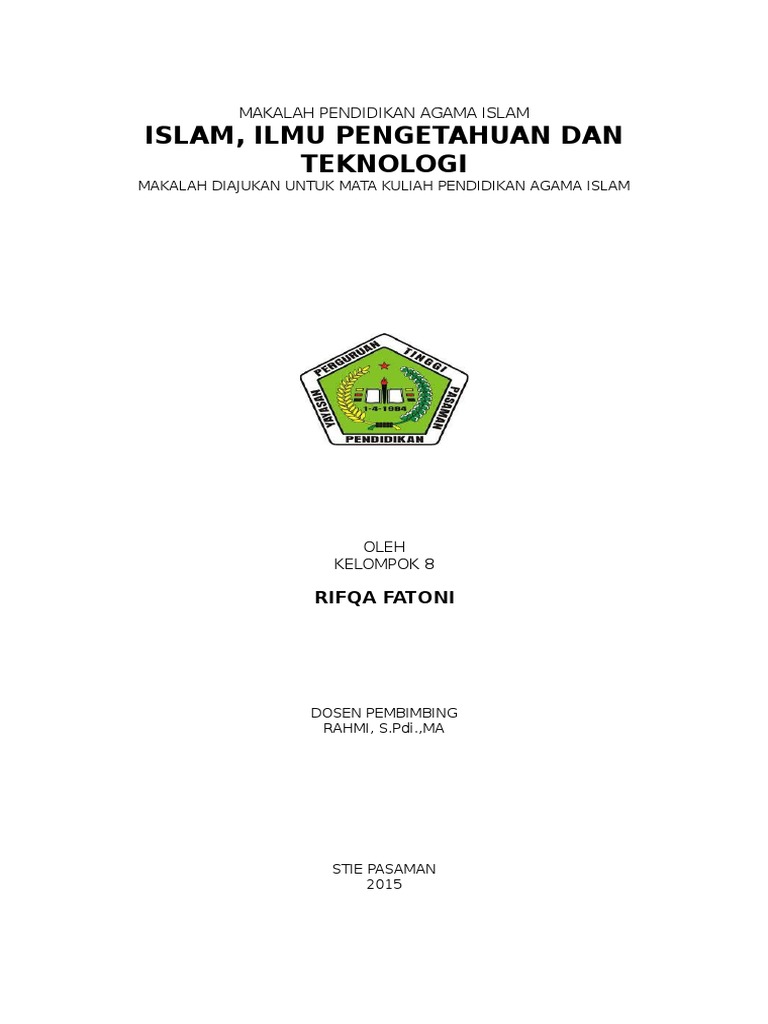 Cover Makalah Pendidikan Agama Islam