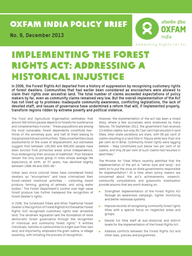 Forest Rights Act: Challenges & Solutions | PDF | Forestry And Timber ...