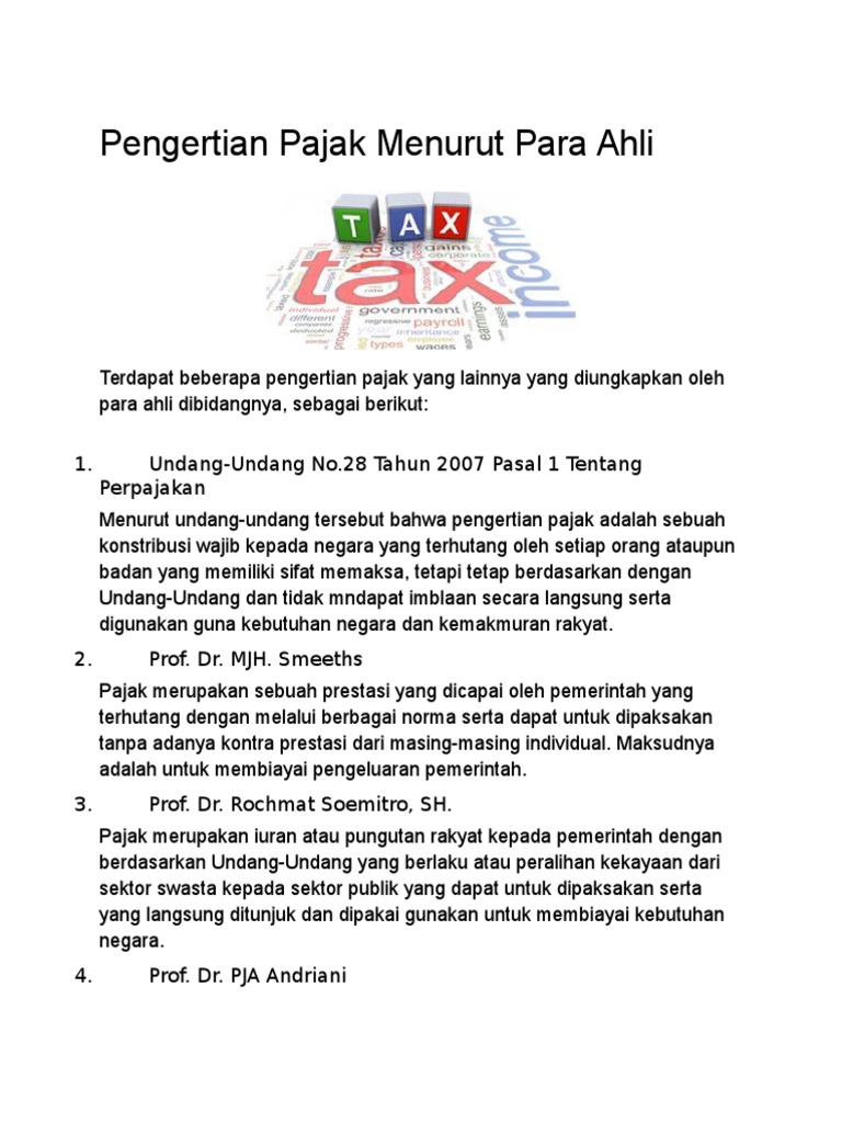 Pengertian Pajak Menurut para Ahli PDF