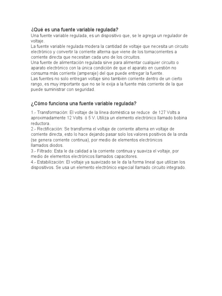 Qué Es Una Fuente Variable Regulada | PDF