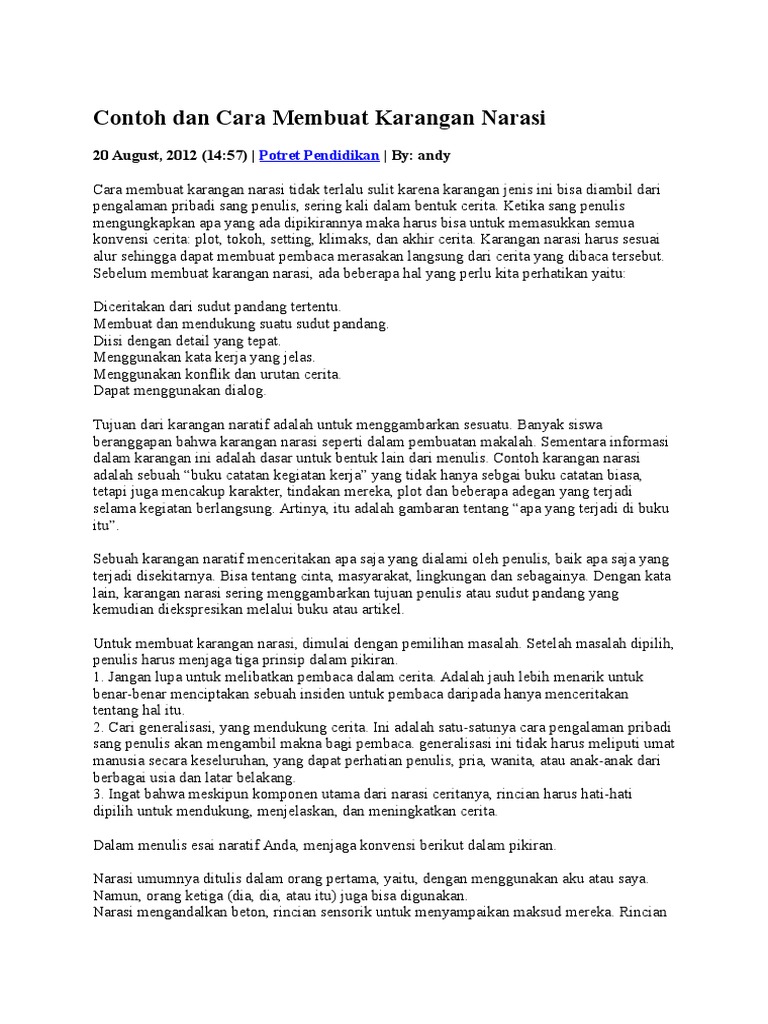 Contoh Dan Cara Membuat Karangan Narasi Pdf