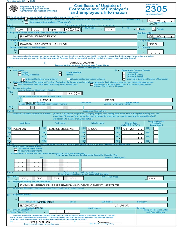 bir-form-2305-colored-pdf-personal-exemption-united-states-taxation
