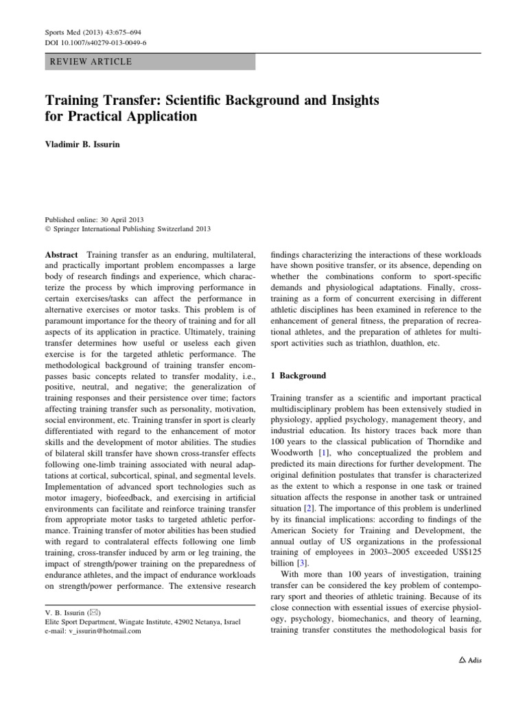 Understanding Training Transfer in Sports | PDF | Simulation | Self ...