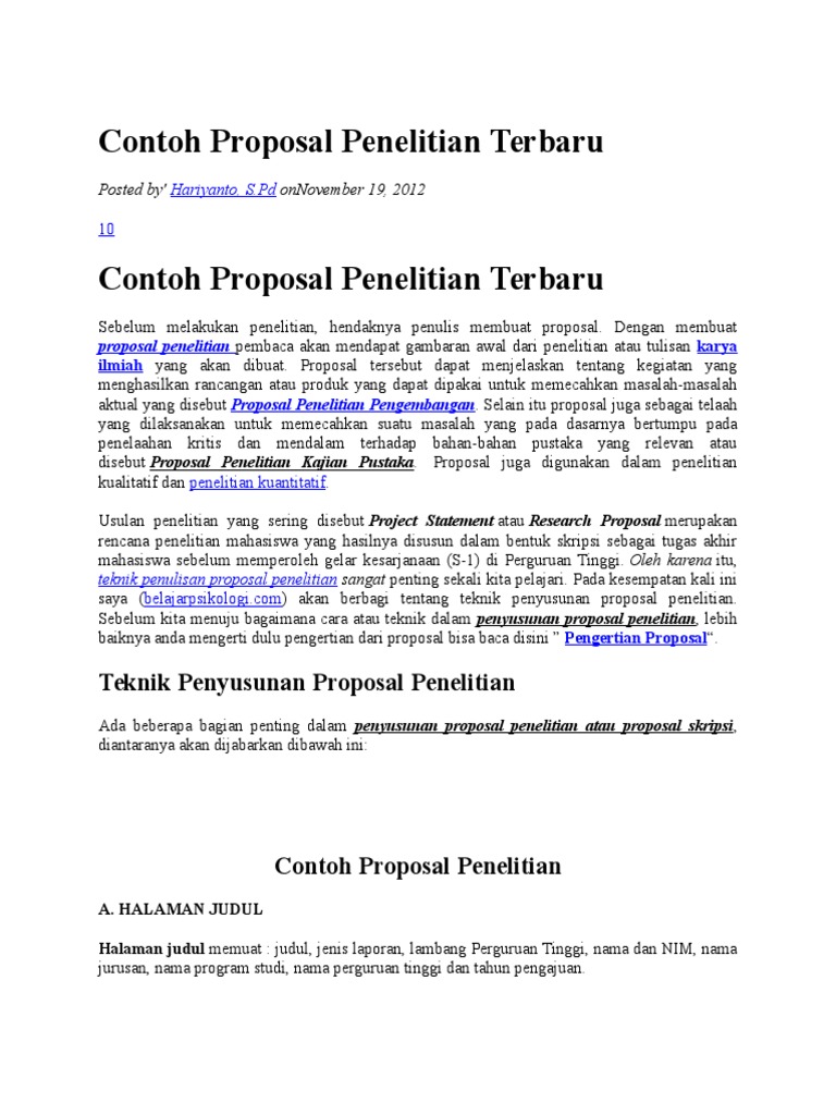 Contoh Proposal Penelitian Terbaru