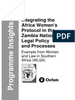 Integrating The Africa Women's Protocol in The Zambia National Legal Policy and Processes: Example From Women and Law in Southern Africa (WLSA)