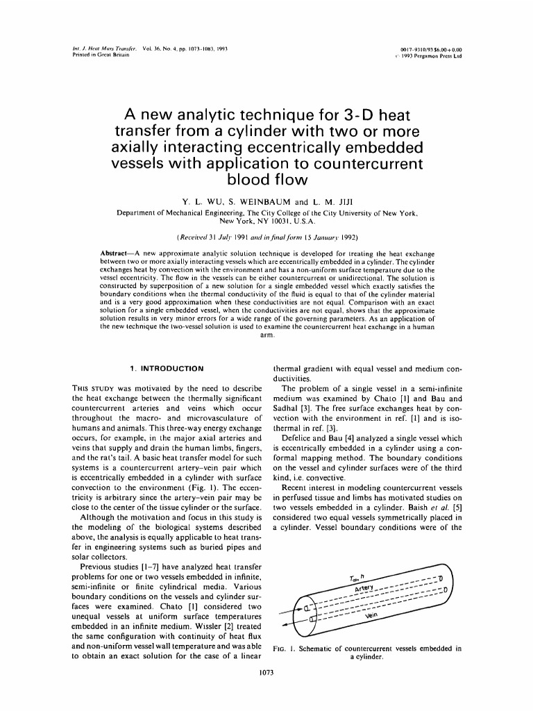 2 Weinbaum 1992 Countercurrent Blood Flow | PDF | Heat Transfer | Equations