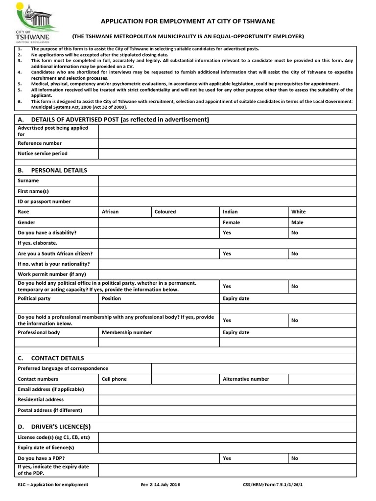 CoT Standardised Application Form (Final) (EdML) Recruitment Social