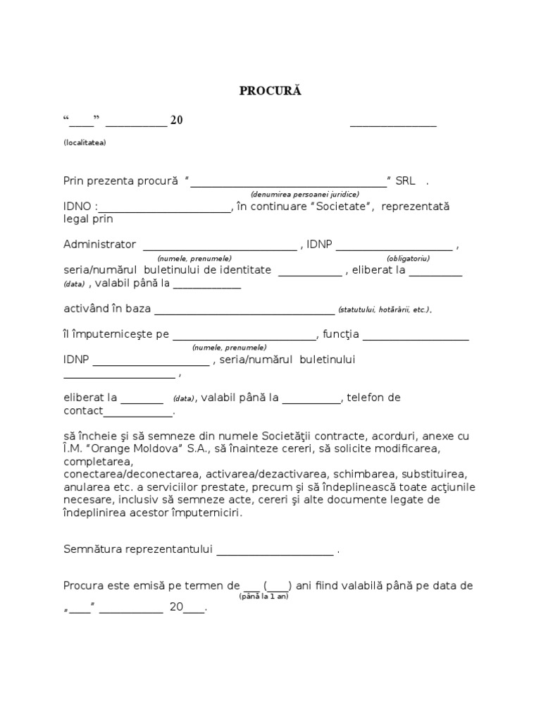 Exemplu Procura | PDF