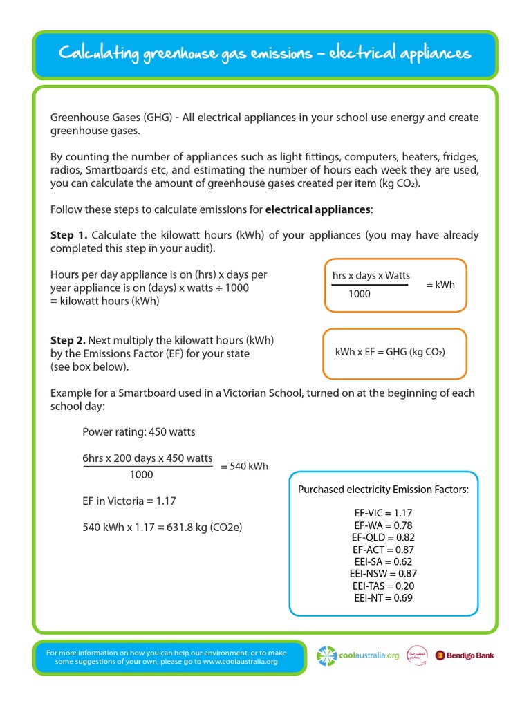 GHG Emissions Calculation for Appliances | PDF | Kilowatt Hour ...