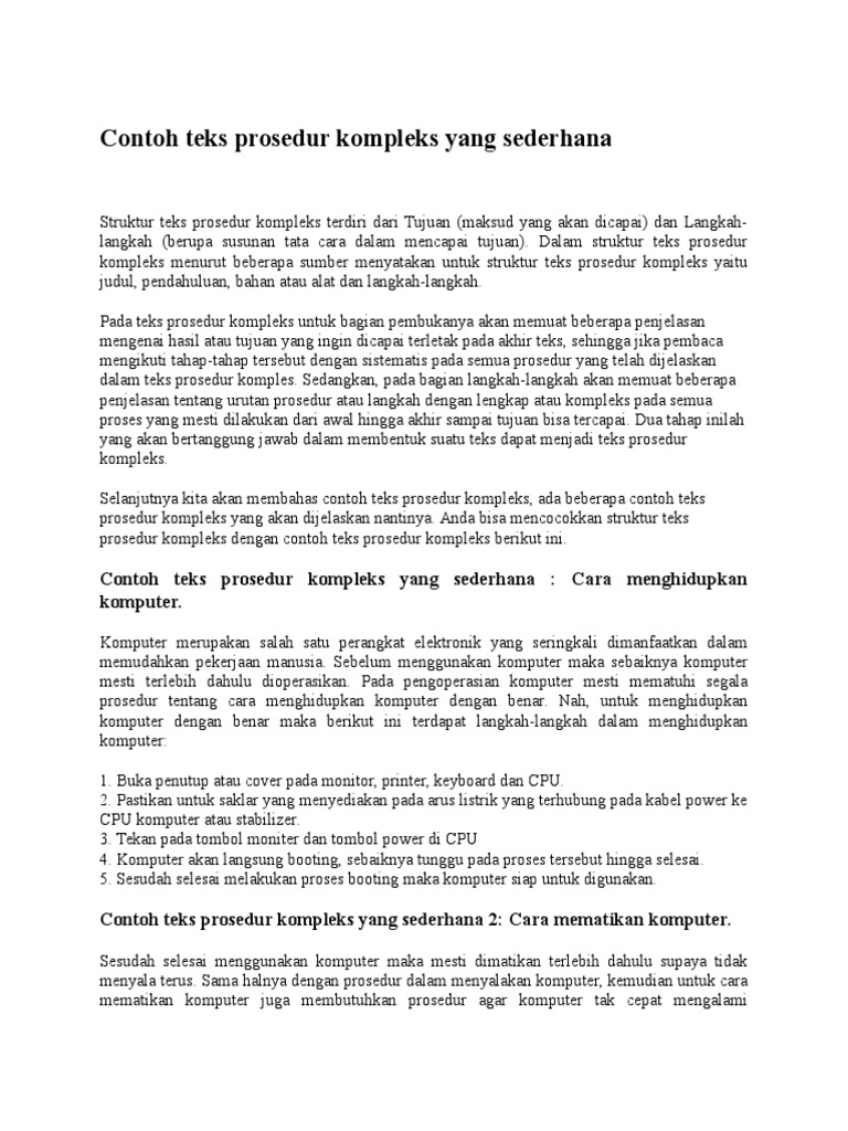 Contoh Teks Prosedur Kompleks Yang Sederhana Pdf