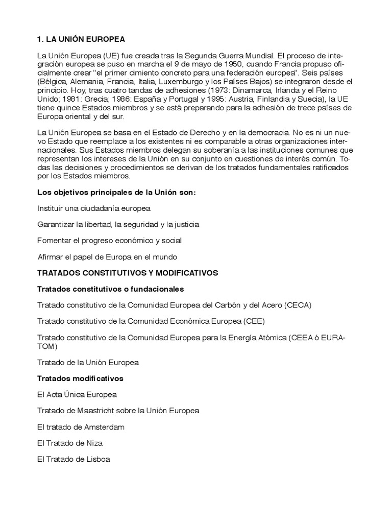 Historia y Estructura de la UE | PDF | Unión Europea | Parlamento Europeo