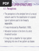 Iv. Single Layer Structures: 4.1. Perceptrons