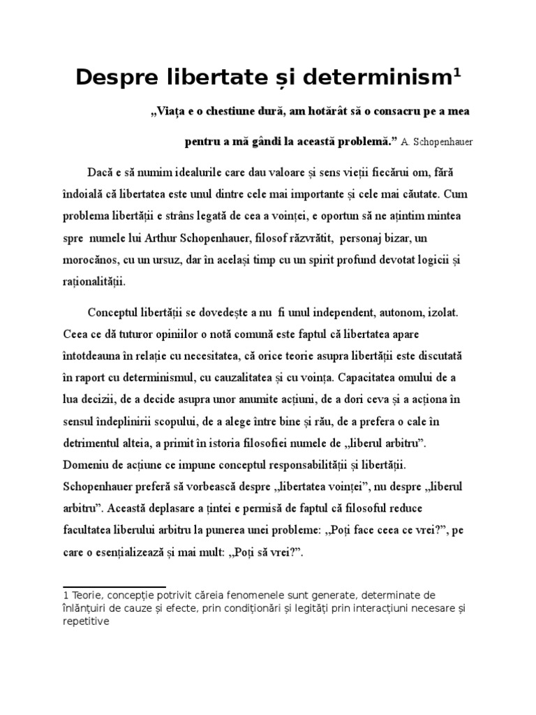 Despre Libertate Si Determinism | PDF