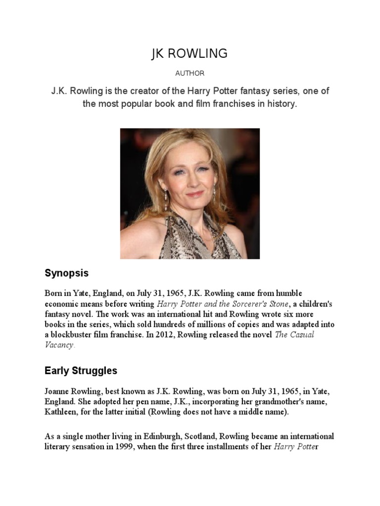 JK Rowling | PDF | J. K. Rowling | Harry Potter