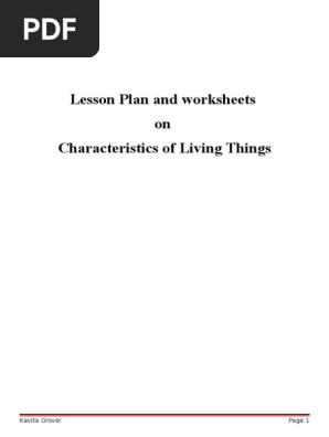 Lesson Plan And Worksheets On Characteristics Of Living Things Plants Lesson Plan
