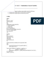 lex yacc code to find  declared initialised used variables