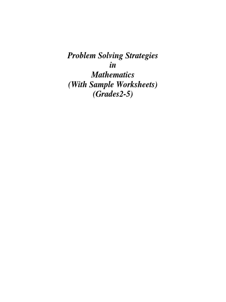 Math Problem Solving Strategies for Grades 2-5 | PDF | Reading ...