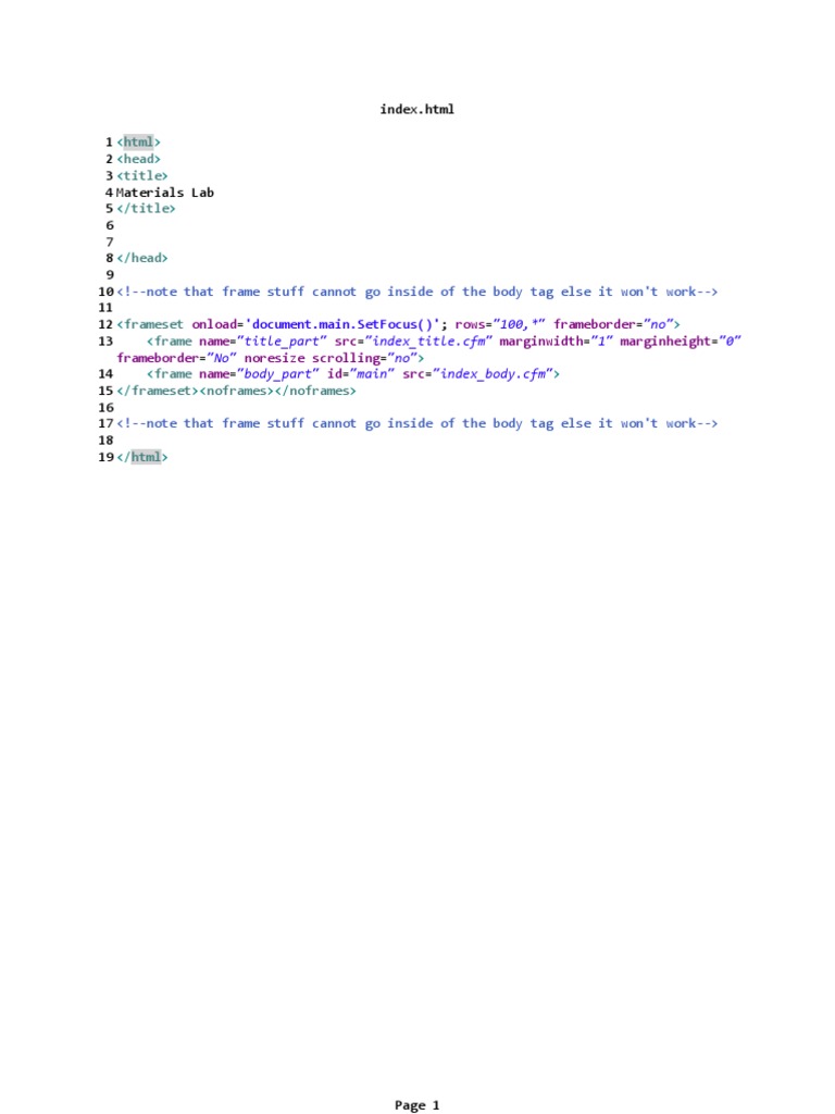 Materials Lab HTML Structure | PDF | Computers