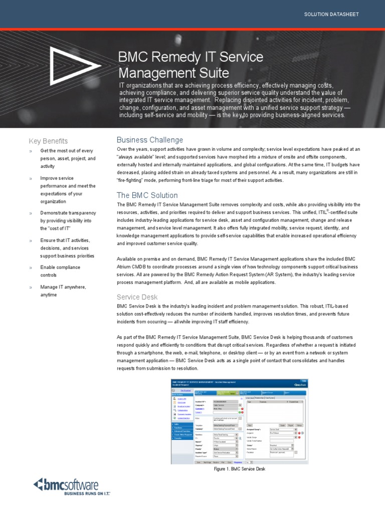 75220044 bmc remedy it service management suite pdf itil software