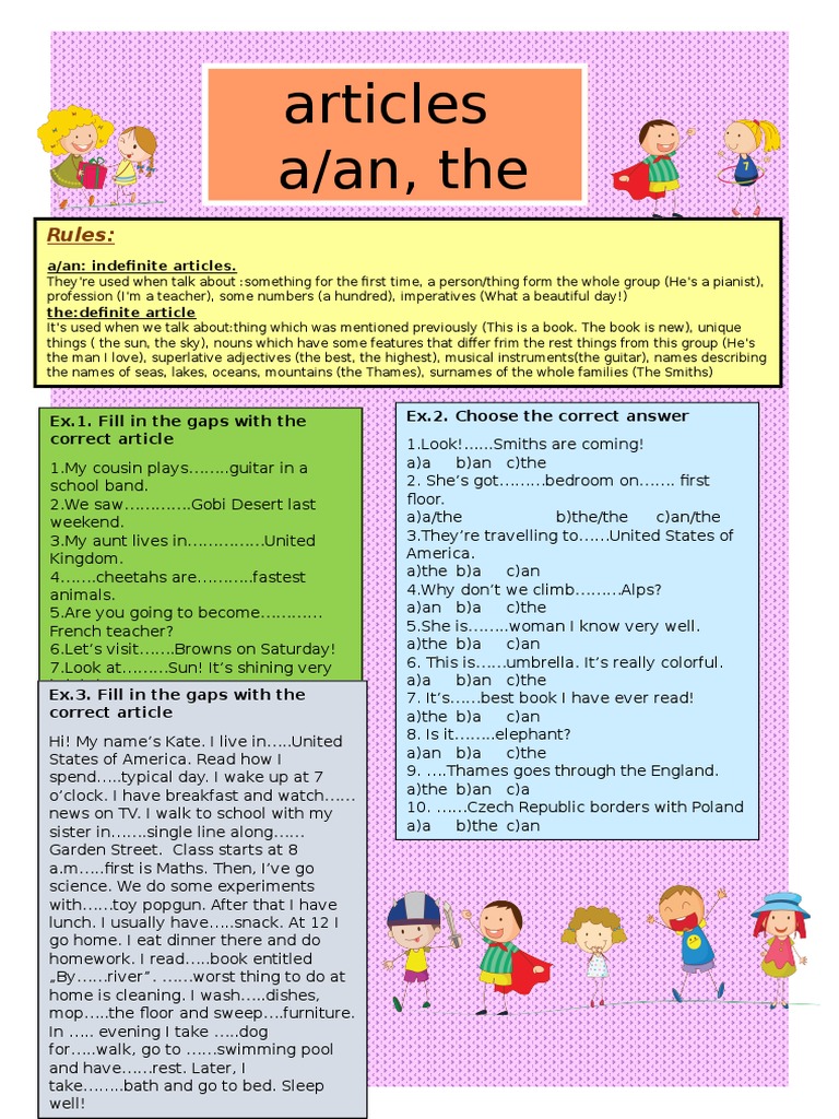English Articles Practice Guide | PDF | Onomastics | Grammar