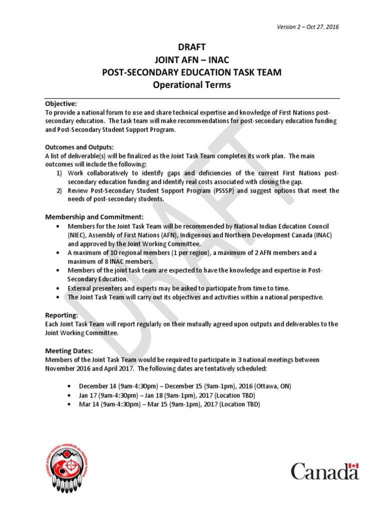 First Nations Post-Secondary Education Task Team | PDF