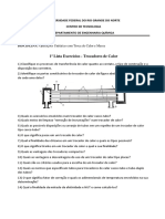 1a Lista de Exercicios Terica - Trocador de Calor