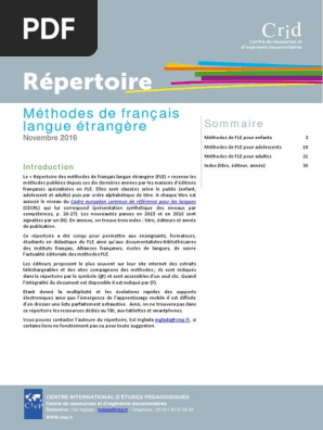 Répertoire Des Méthodes Fle Francophonie Informatique Et - 