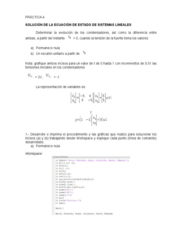 Solución de Sistemas Lineales en MATLAB | PDF | Sistema de ecuaciones ...