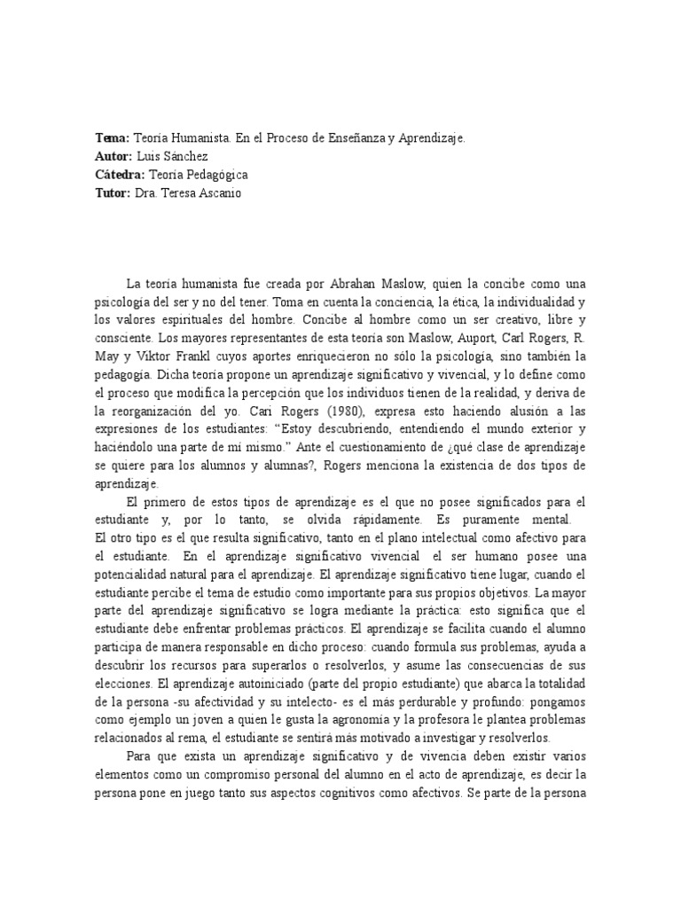 Ensayo sobre la teoria humanista