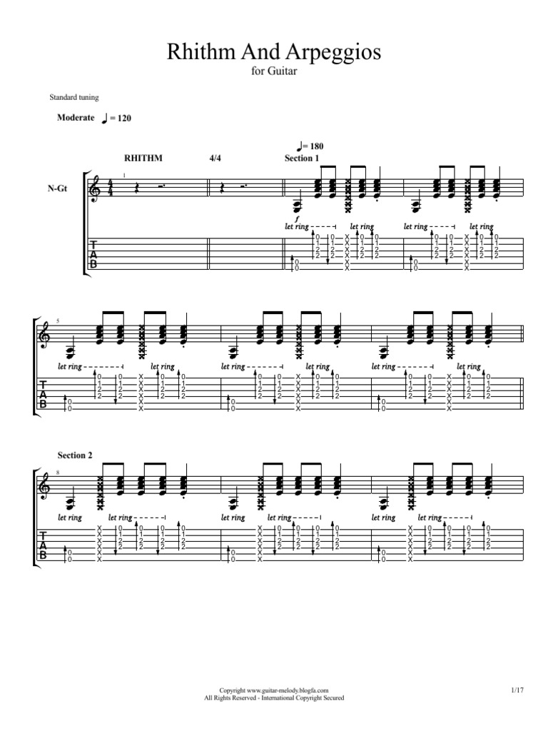 Rhithm and Arpeggios: For Guitar | PDF | Rhythm And Meter | Musical ...