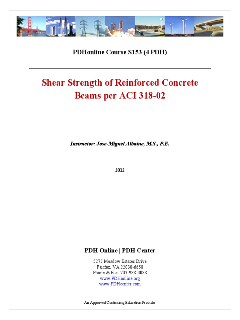 Shear Strength of Concrete Beams ACI 318-02 | PDF | Bending | Beam ...