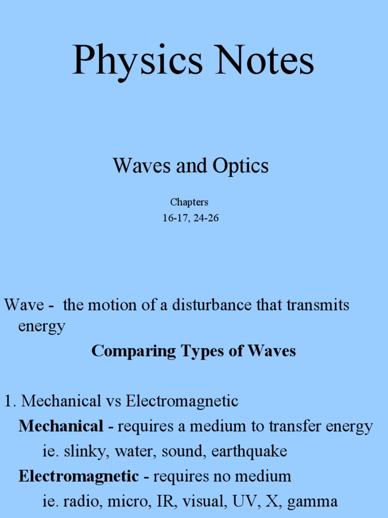 Notes - Unit 8 - Waves, Sound, and Light | PDF | Physical Phenomena | Waves