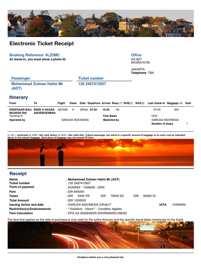 Jakarta Flight e-Ticket Receipt | PDF | Aviation | Transport
