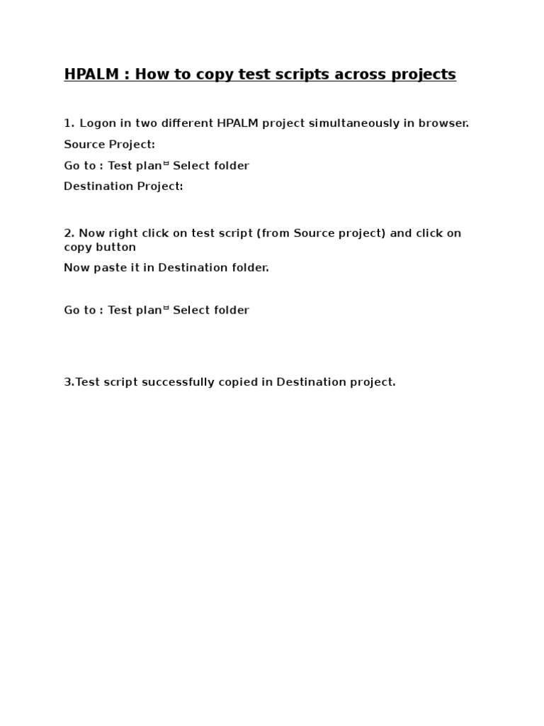 HPALM-How To Copy Test Scripts Across Projects.. | PDF