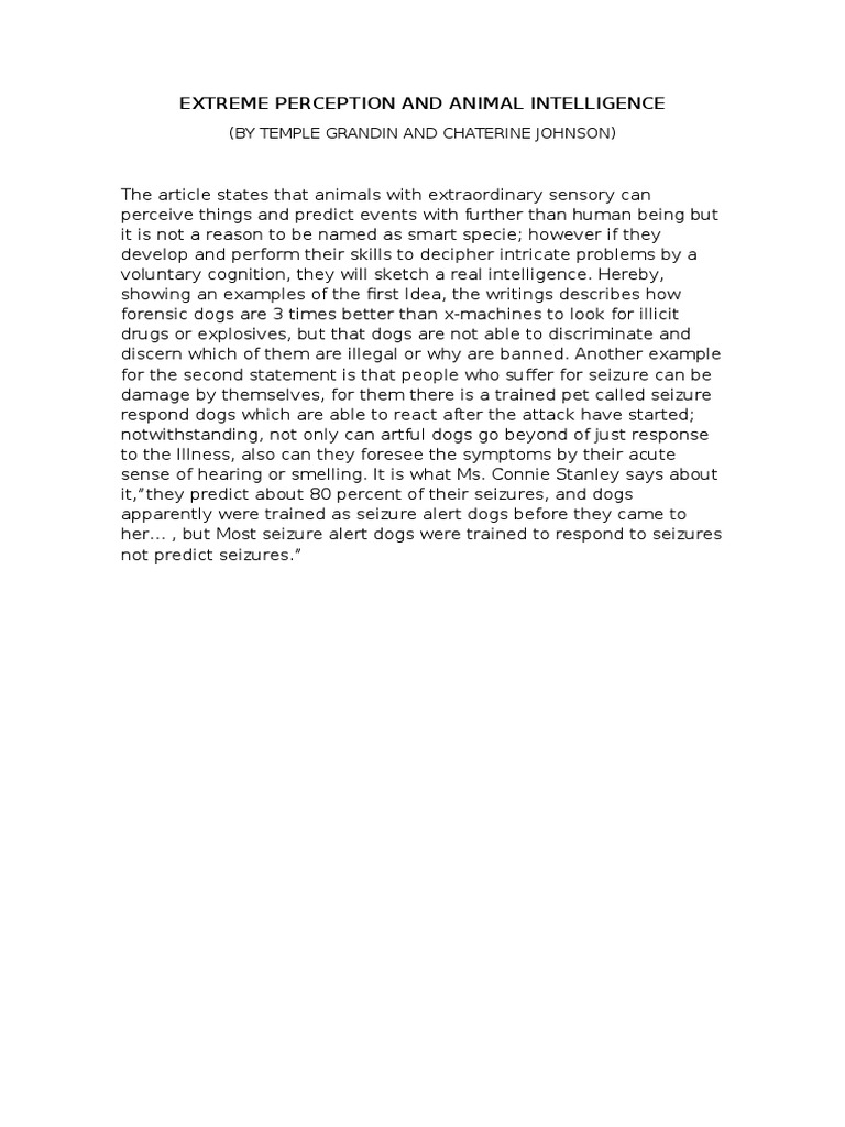 Extreme Perception in Animal Intelligence | PDF | Perception | Dogs