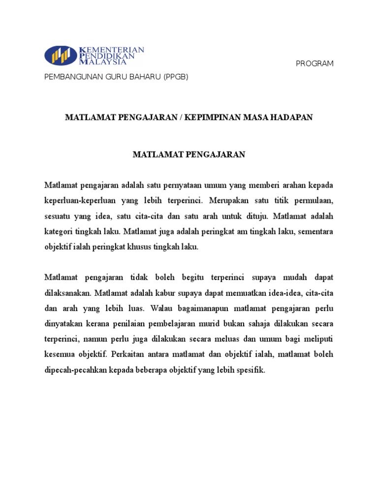 Matlamat & Kepimpinan PPGB | PDF