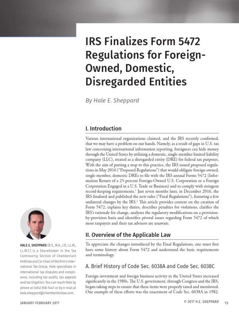 IRS Finalizes Form 5472 Regulations For ForeignOwned, Domestic