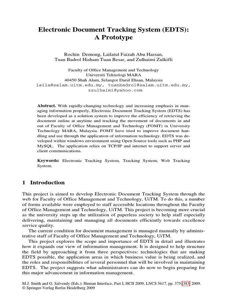 Electronic Document Tracking System EDTS 2 PDF | PDF | Technology ...