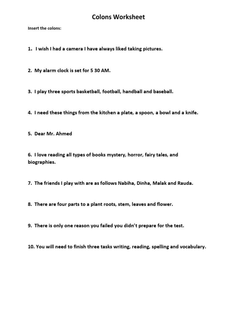 Colons Worksheet2