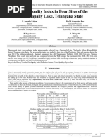 Water Quality Index in Four Sites of the Cherlapally Lake, Telangana State