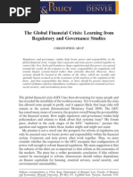 The Global Financial Crisis-Learning from Regulatory and Governance Studies