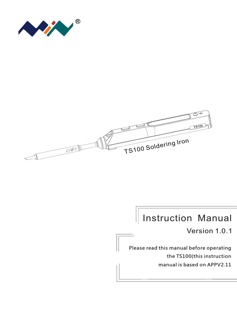TS100 Soldering Iron Instruction Manual Soldering Electrical Connector