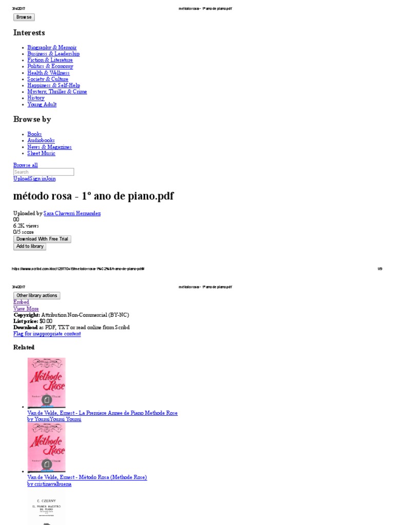 Método Rosa - 1º Ano de Piano | PDF | Publishing | Written Communication