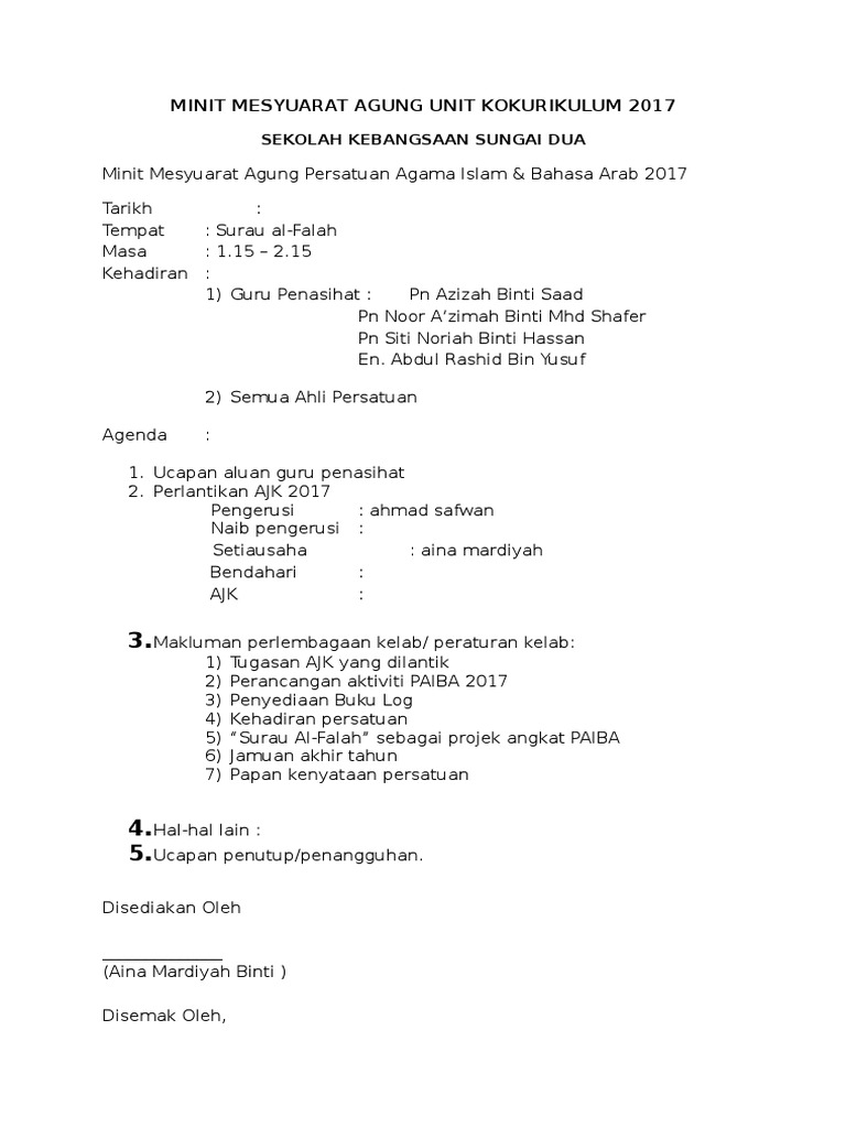 Perancangan Tahunan Persatuan Agama Islam
