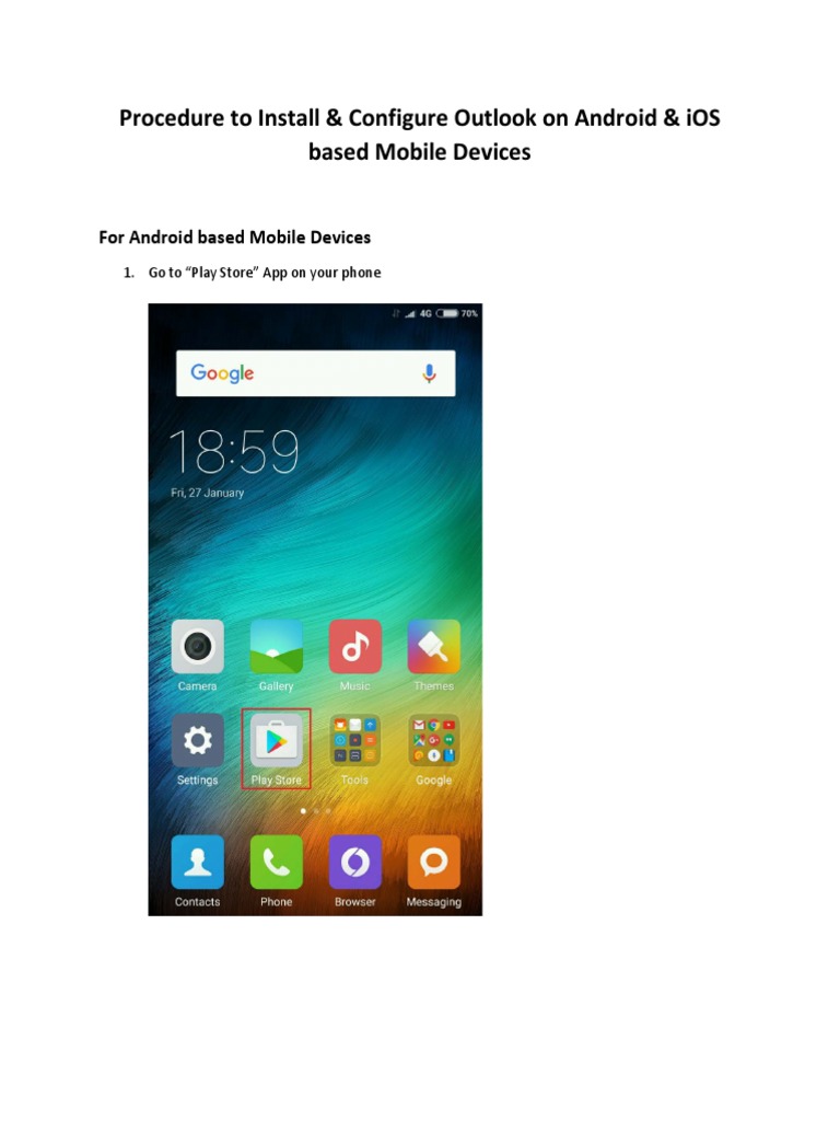how to install outlook mail in mobile