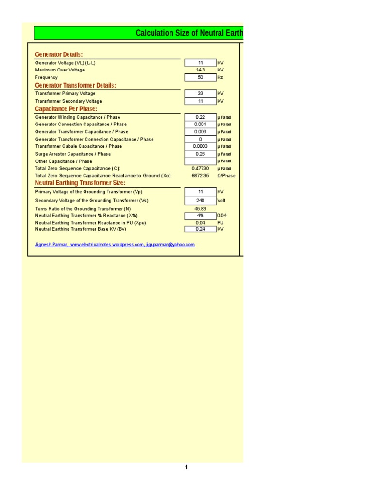 Neutral Earthing Transformer Sizing Guide | PDF | Capacitance | Transformer