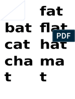 At Bat Cat Cha T Fat Flat Hat Ma T
