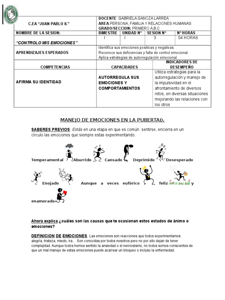 Las Emociones de 1º | PDF | Ira | Amor