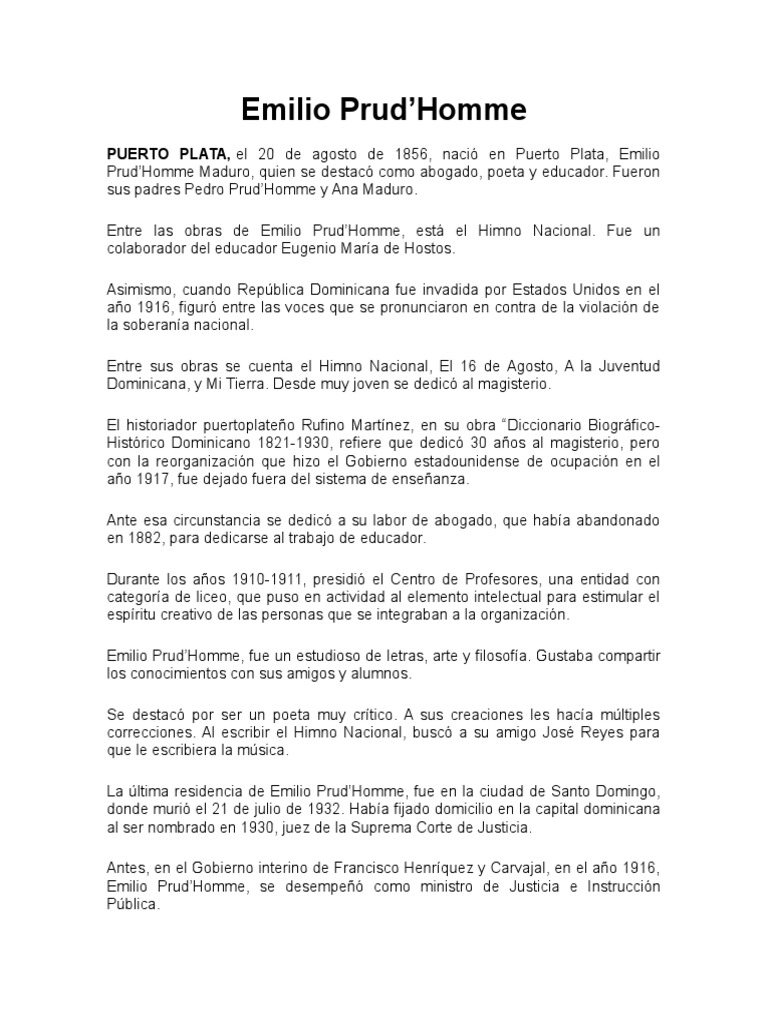 Biografia de Emilio Prud Homme